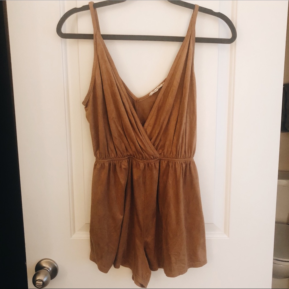 FAUX SUEDE TAN ROMPER